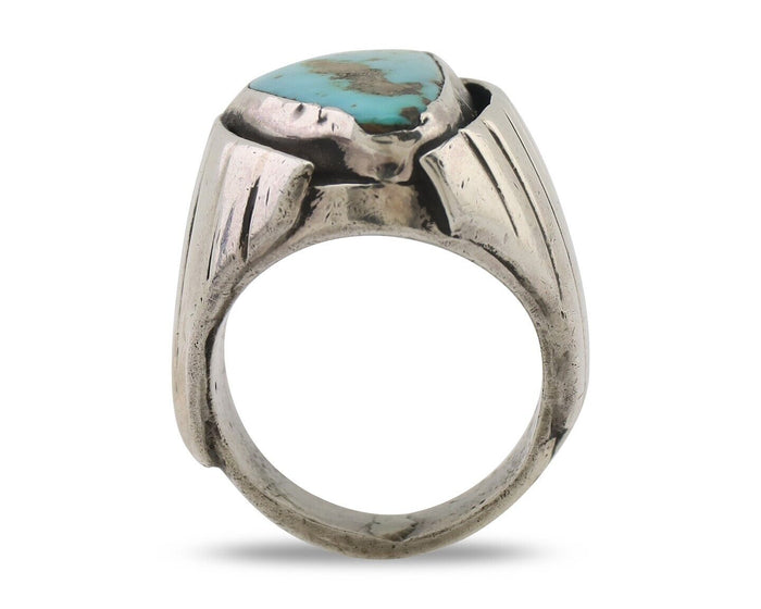 Navajo Ring 925 Silver Kingman Turquoise Native American Artist C.80's