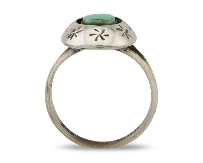 Navajo Ring 925 Silver Kingman Turquoise Native American Artist C.80's