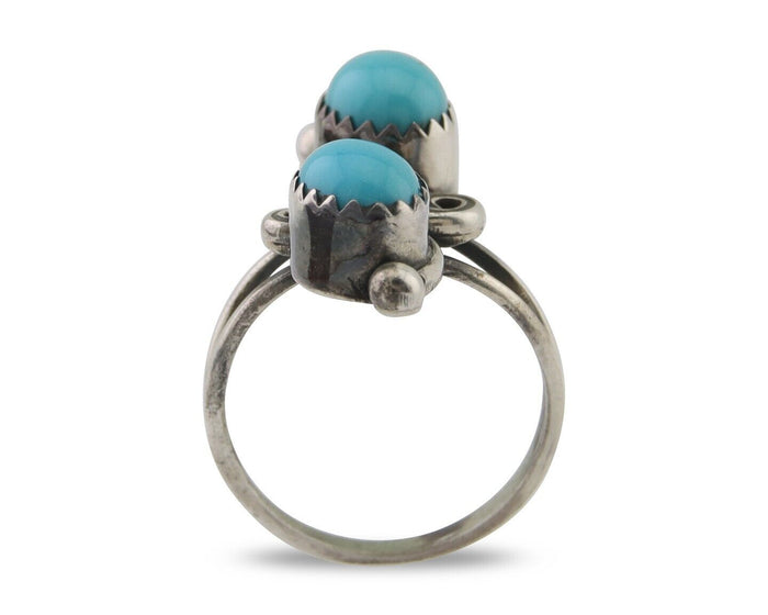 Navajo Ring 925 Silver Kingman Turquoise Native American Artist C.80's
