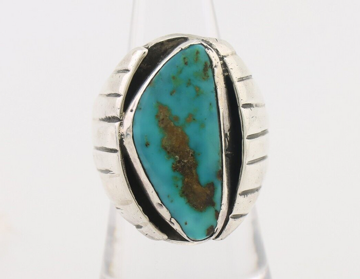 Navajo Ring 925 Silver Kingman Turquoise Native American Artist C.80's