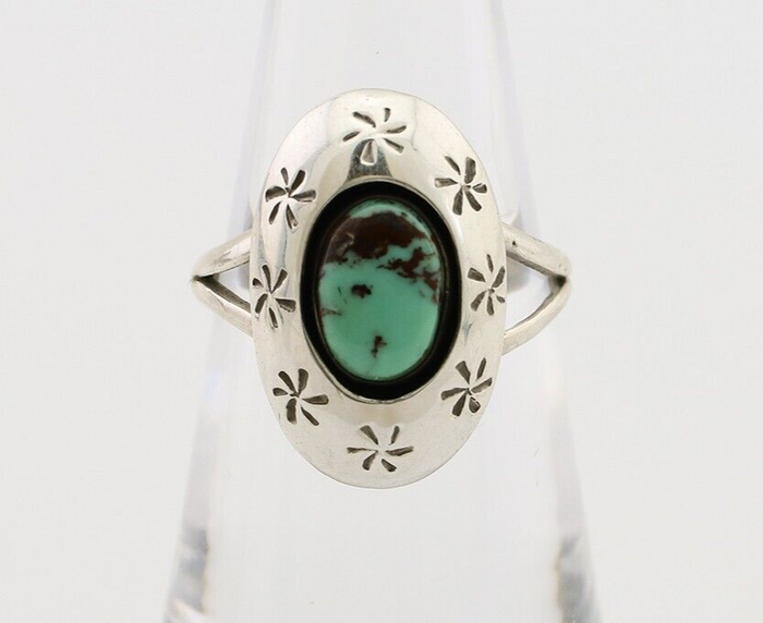 Navajo Ring 925 Silver Kingman Turquoise Native American Artist C.80's