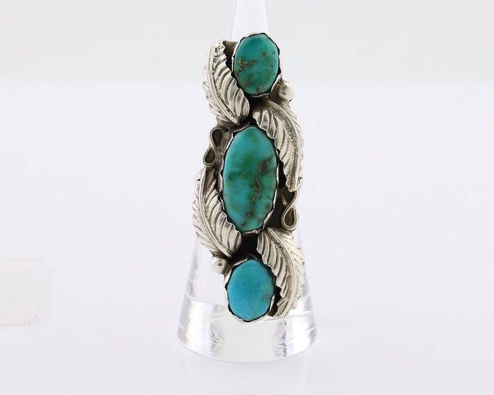 Navajo Ring 925 Silver Kingman Turquoise Native American Artist C.80's