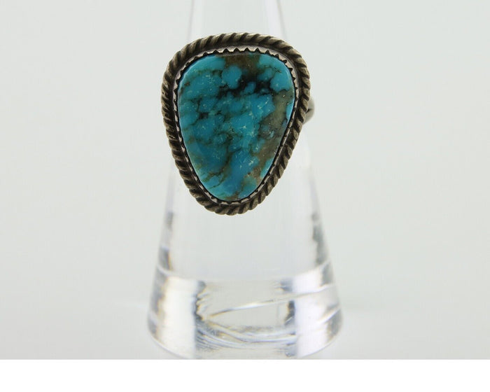 Navajo Ring 925 Silver Kingman Turquoise Native American Artist C.80's