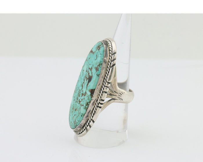 Navajo Ring 925 Silver Kingman Turquoise Native American Artist C.80's