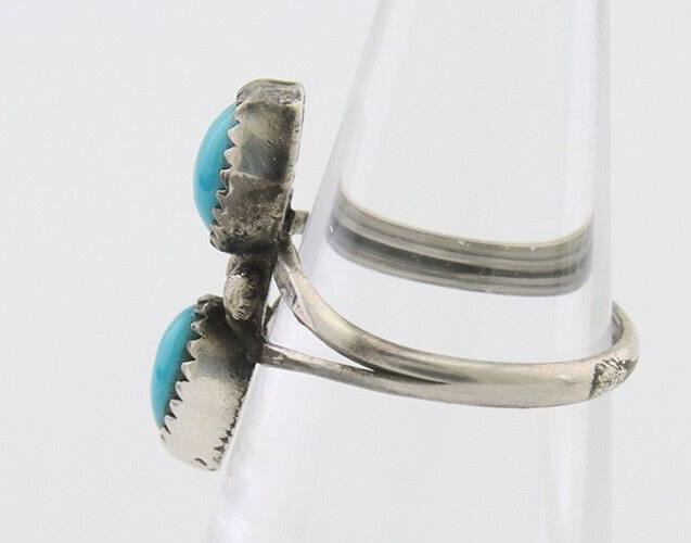 Navajo Ring 925 Silver Kingman Turquoise Native American Artist C.80's