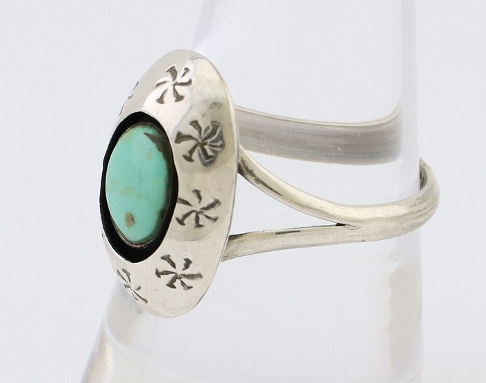 Navajo Ring 925 Silver Kingman Turquoise Native American Artist C.80's