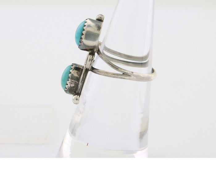 Navajo Ring 925 Silver Kingman Turquoise Native American Artist C.80's