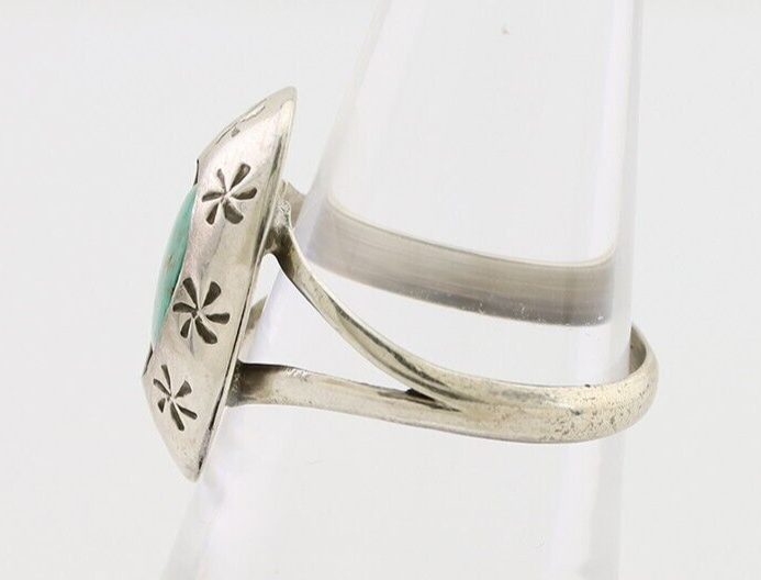 Navajo Ring 925 Silver Kingman Turquoise Native American Artist C.80's