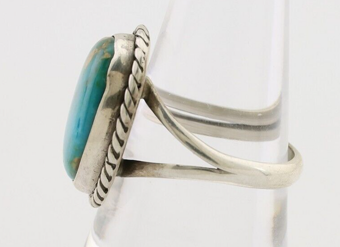 Navajo Ring 925 Silver Kingman Turquoise Native American Artist C.80's