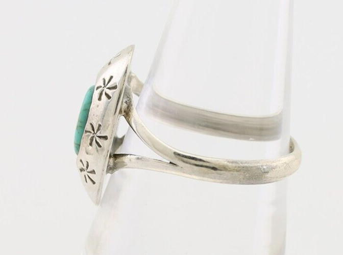 Navajo Ring 925 Silver Kingman Turquoise Native American Artist C.80's
