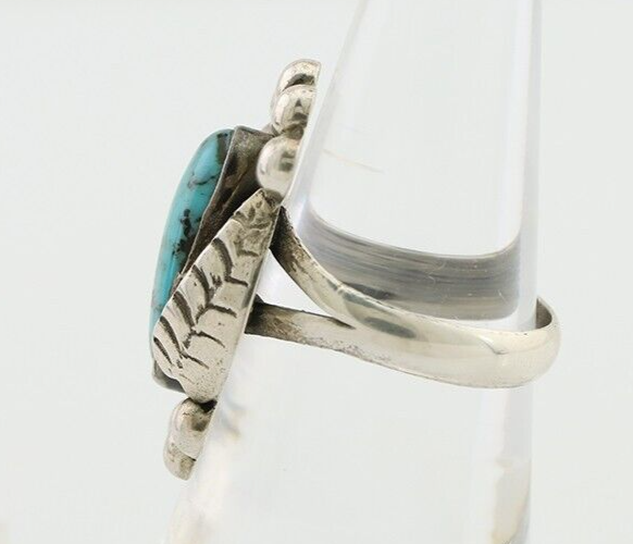 Navajo Ring 925 Silver Kingman Turquoise Native American Artist C.80's