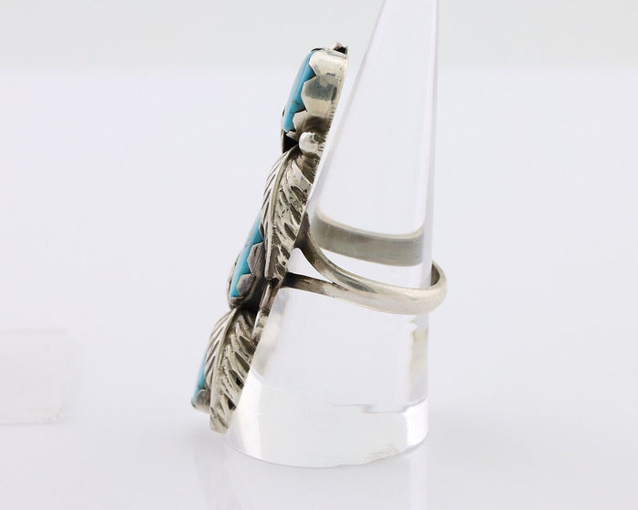 Navajo Ring 925 Silver Kingman Turquoise Native American Artist C.80's