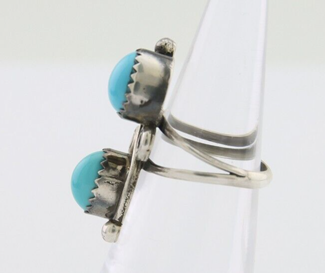 Navajo Ring 925 Silver Kingman Turquoise Native American Artist C.80's