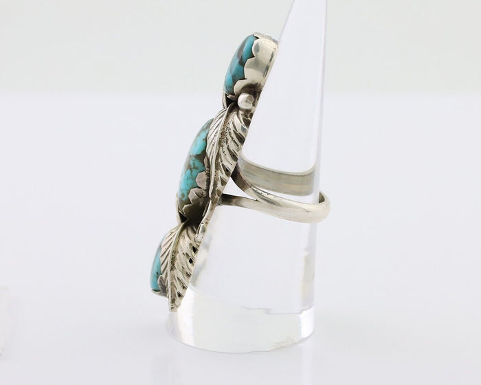 Navajo Ring 925 Silver Kingman Turquoise Native American Artist C.80's