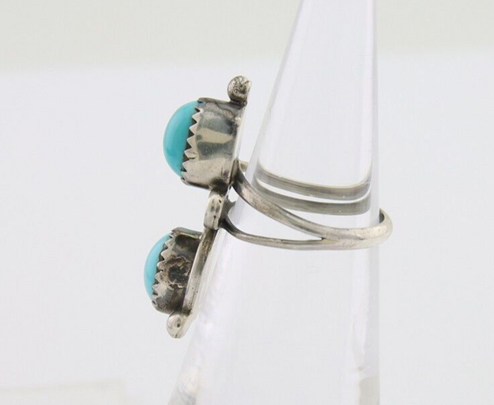 Navajo Ring 925 Silver Kingman Turquoise Native American Artist C.80's