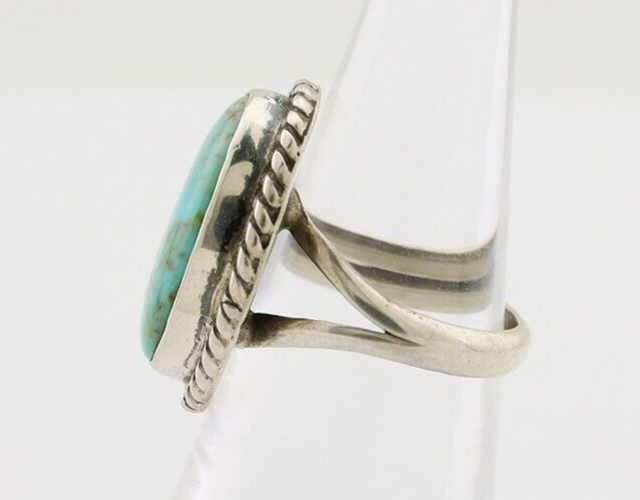 Navajo Ring 925 Silver Kingman Turquoise Native American Artist C.80's