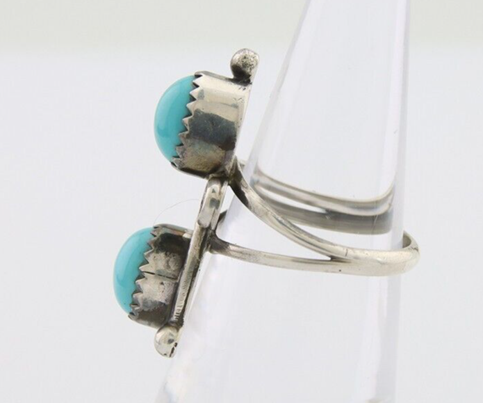 Navajo Ring 925 Silver Kingman Turquoise Native American Artist C.80's