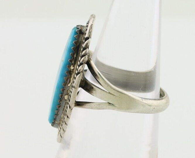 Navajo Ring 925 Silver Kingman Turquoise Native American Artist C.80's