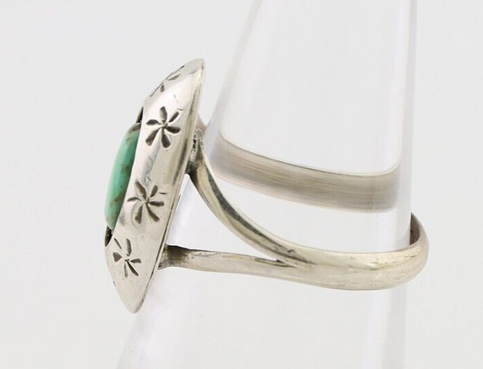 Navajo Ring 925 Silver Kingman Turquoise Native American Artist C.80's