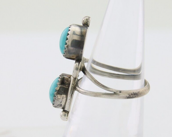 Navajo Ring 925 Silver Kingman Turquoise Native American Artist C.80's
