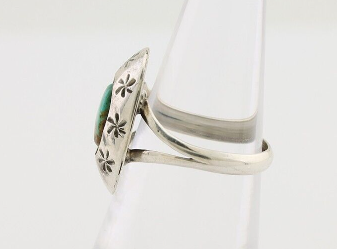 Navajo Ring 925 Silver Kingman Turquoise Native American Artist C.80's