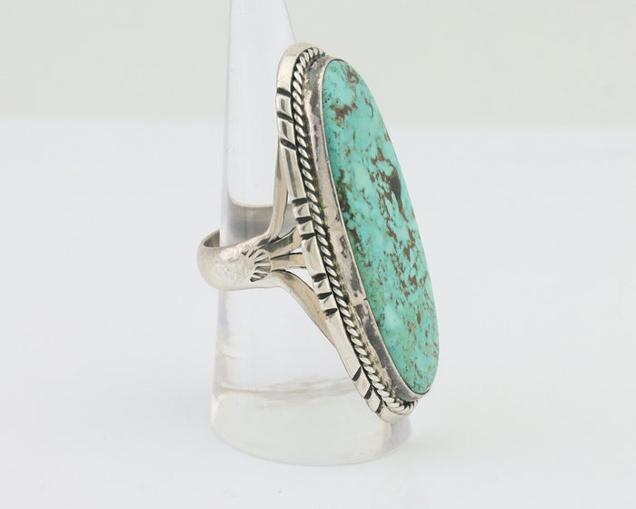 Navajo Ring 925 Silver Kingman Turquoise Native American Artist C.80's
