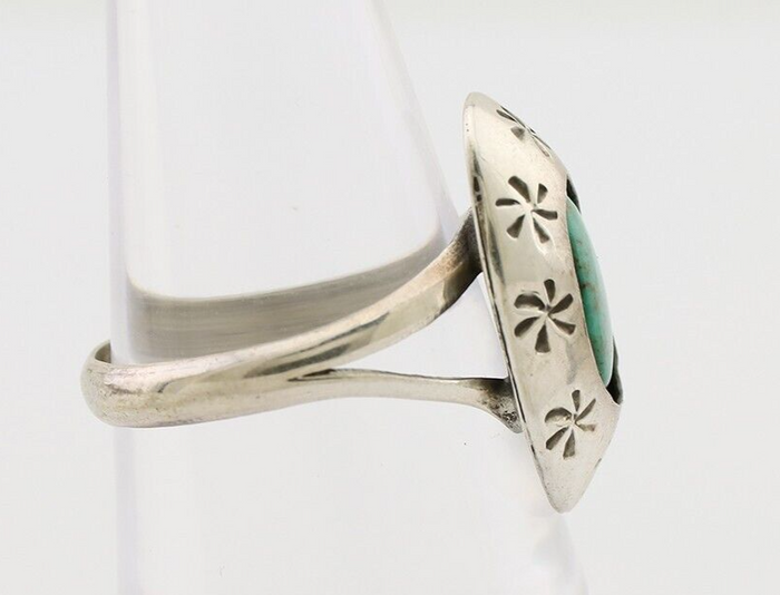 Navajo Ring 925 Silver Kingman Turquoise Native American Artist C.80's