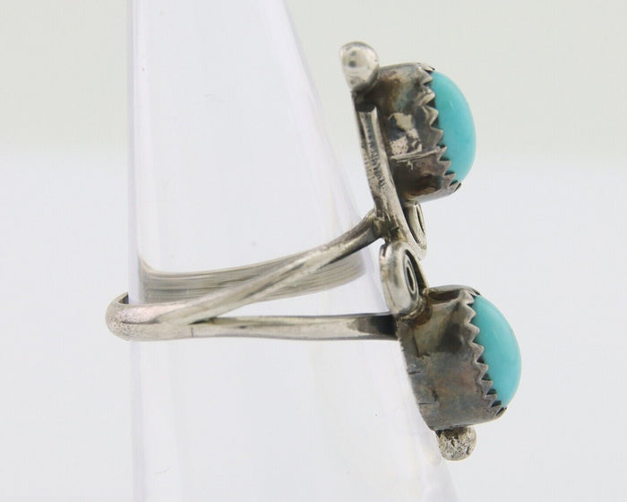 Navajo Ring 925 Silver Kingman Turquoise Native American Artist C.80's