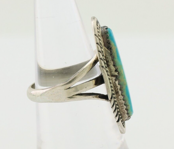 Navajo Ring 925 Silver Kingman Turquoise Native American Artist C.80's