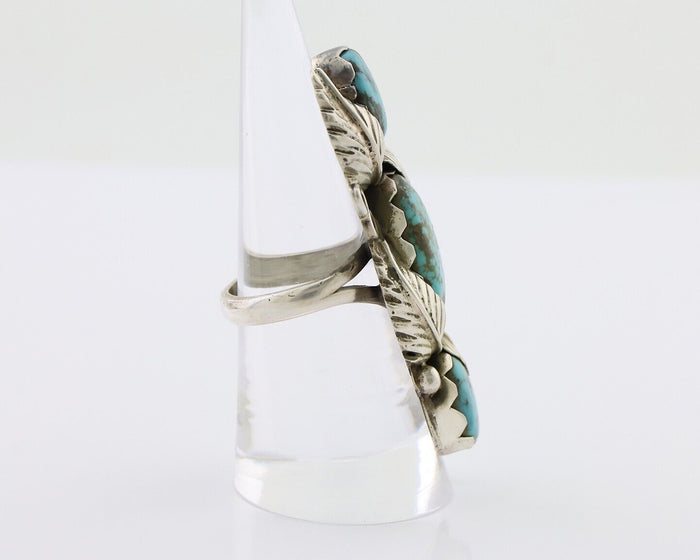 Navajo Ring 925 Silver Kingman Turquoise Native American Artist C.80's