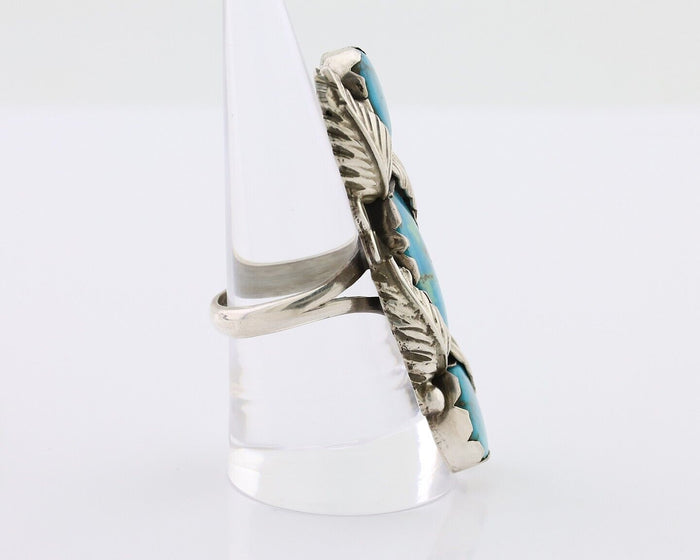 Navajo Ring 925 Silver Kingman Turquoise Native American Artist C.80's