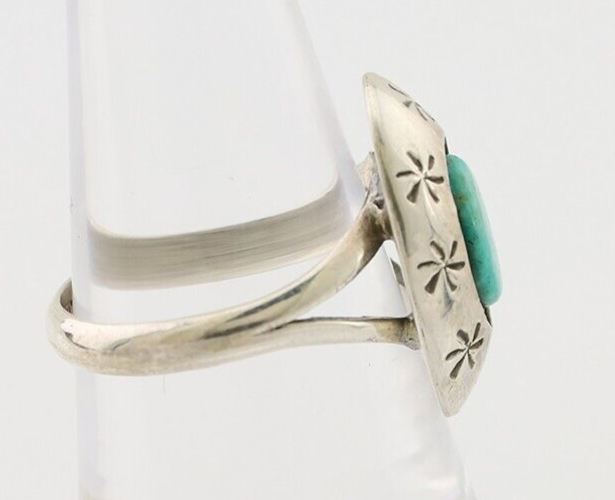 Navajo Ring 925 Silver Kingman Turquoise Native American Artist C.80's