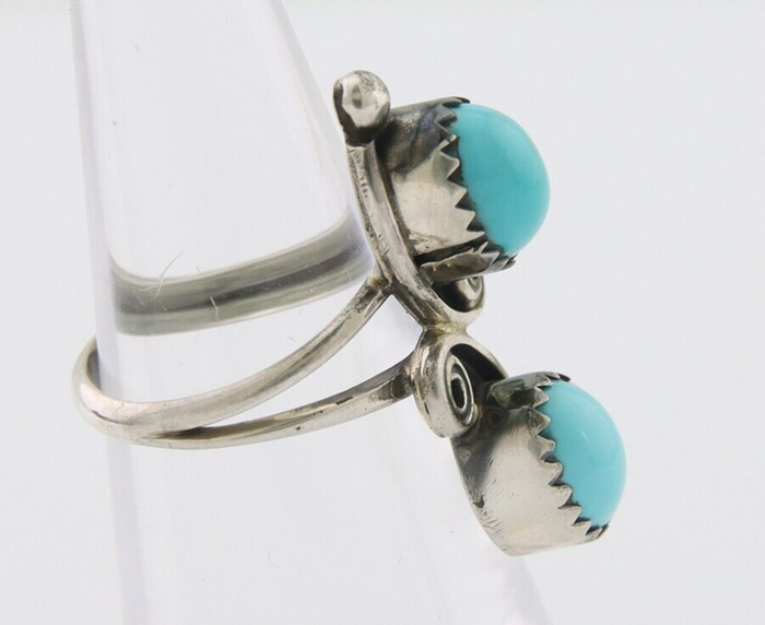 Navajo Ring 925 Silver Kingman Turquoise Native American Artist C.80's