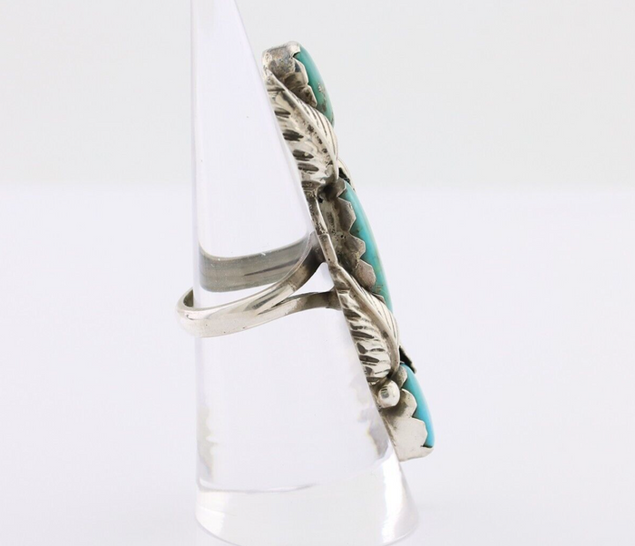 Navajo Ring 925 Silver Kingman Turquoise Native American Artist C.80's