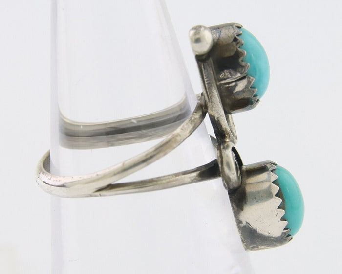 Navajo Ring 925 Silver Kingman Turquoise Native American Artist C.80's