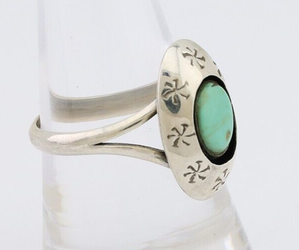 Navajo Ring 925 Silver Kingman Turquoise Native American Artist C.80's