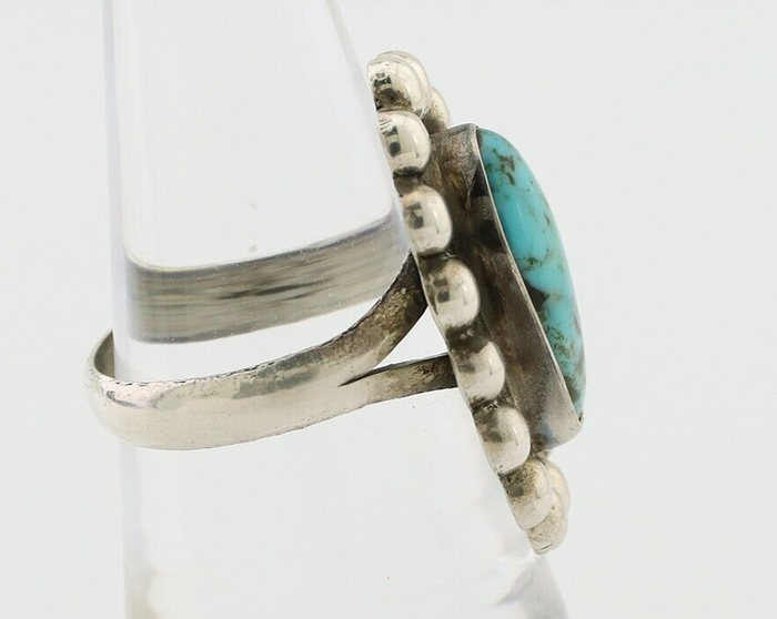 Navajo Ring 925 Silver Kingman Turquoise Native American Artist C.80's