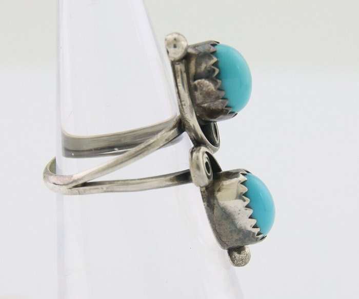 Navajo Ring 925 Silver Kingman Turquoise Native American Artist C.80's