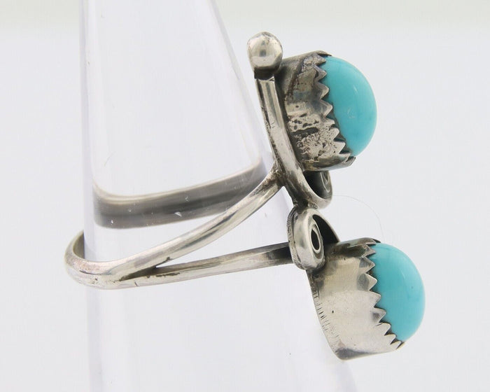 Navajo Ring 925 Silver Kingman Turquoise Native American Artist C.80's