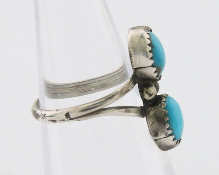 Navajo Ring 925 Silver Kingman Turquoise Native American Artist C.80's