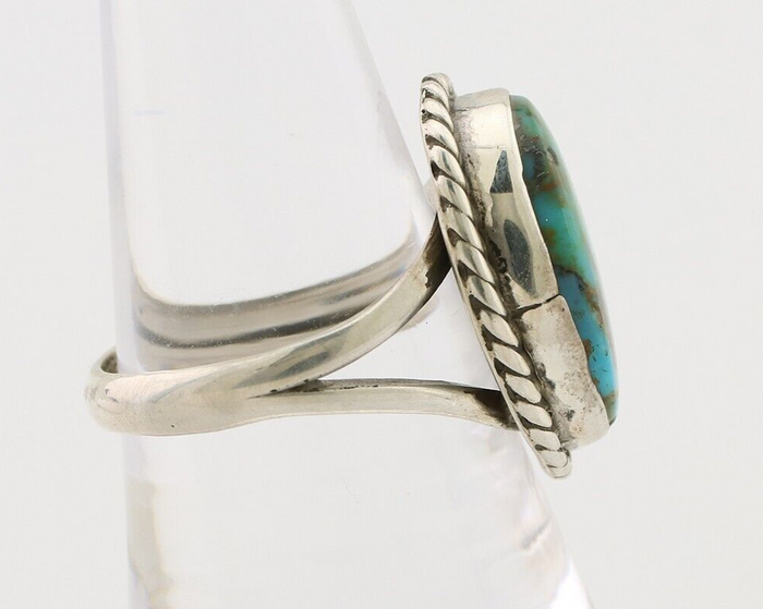Navajo Ring 925 Silver Kingman Turquoise Native American Artist C.80's