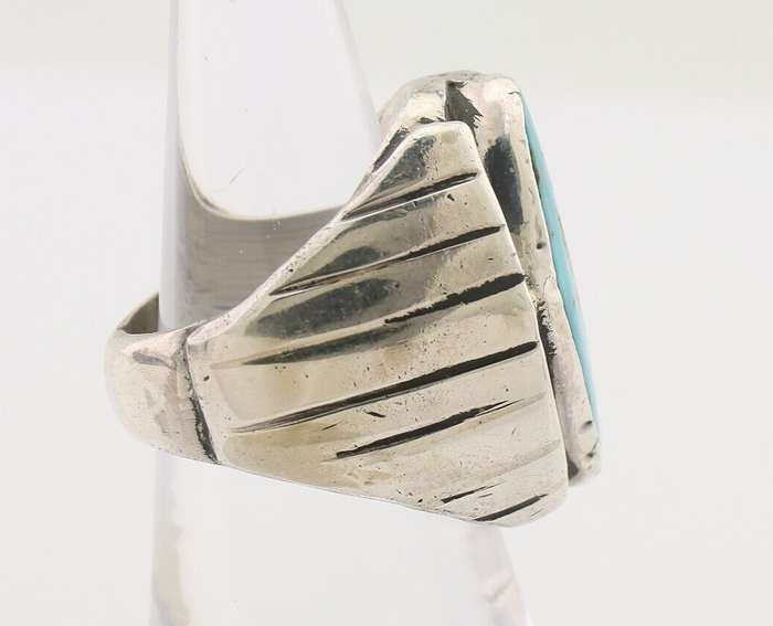 Navajo Ring 925 Silver Kingman Turquoise Native American Artist C.80's