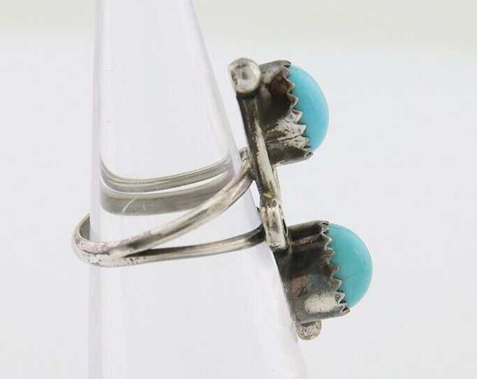 Navajo Ring 925 Silver Kingman Turquoise Native American Artist C.80's