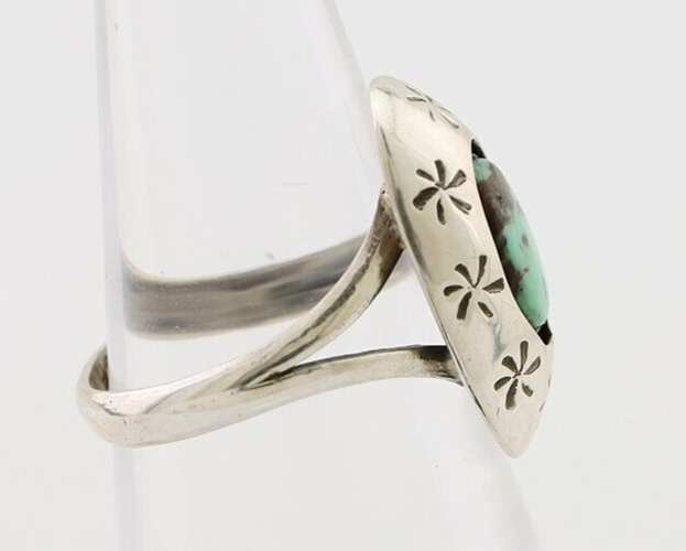 Navajo Ring 925 Silver Kingman Turquoise Native American Artist C.80's