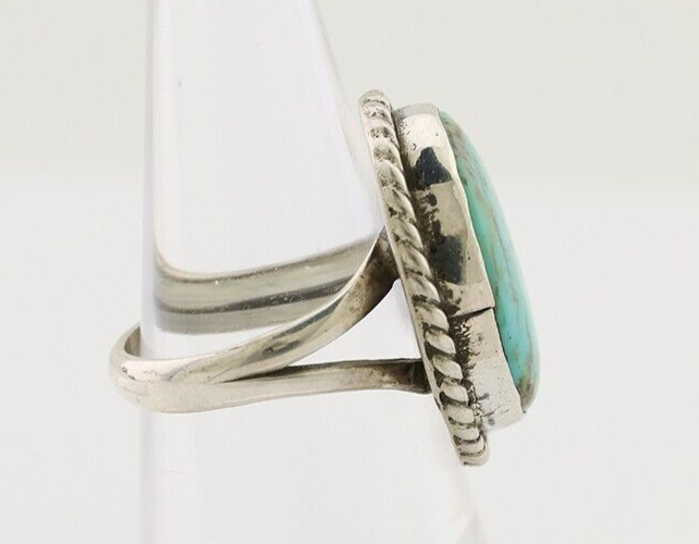 Navajo Ring 925 Silver Kingman Turquoise Native American Artist C.80's