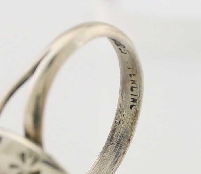 Navajo Ring 925 Silver Kingman Turquoise Native American Artist C.80's
