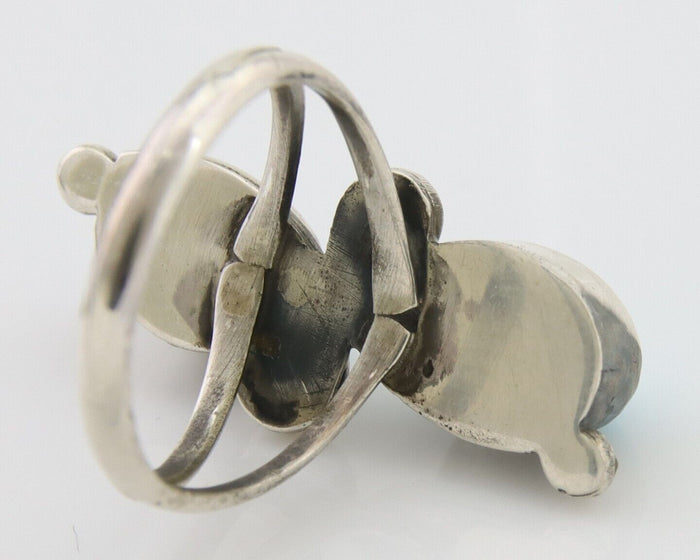 Navajo Ring 925 Silver Kingman Turquoise Native American Artist C.80's