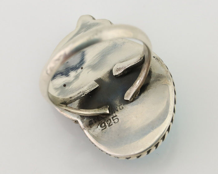 Navajo Ring 925 Silver Kingman Turquoise Native American Artist C.80's