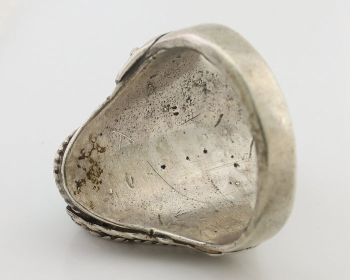 Navajo Ring 925 Silver Kingman Turquoise Native American Artist C.80's