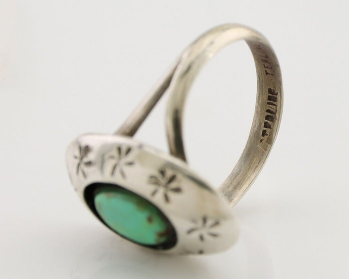 Navajo Ring 925 Silver Kingman Turquoise Native American Artist C.80's